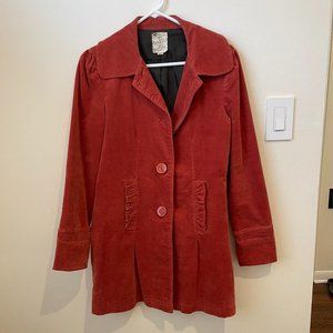 Anthropologie Tulle Burnt Orange Corduroy Coat S